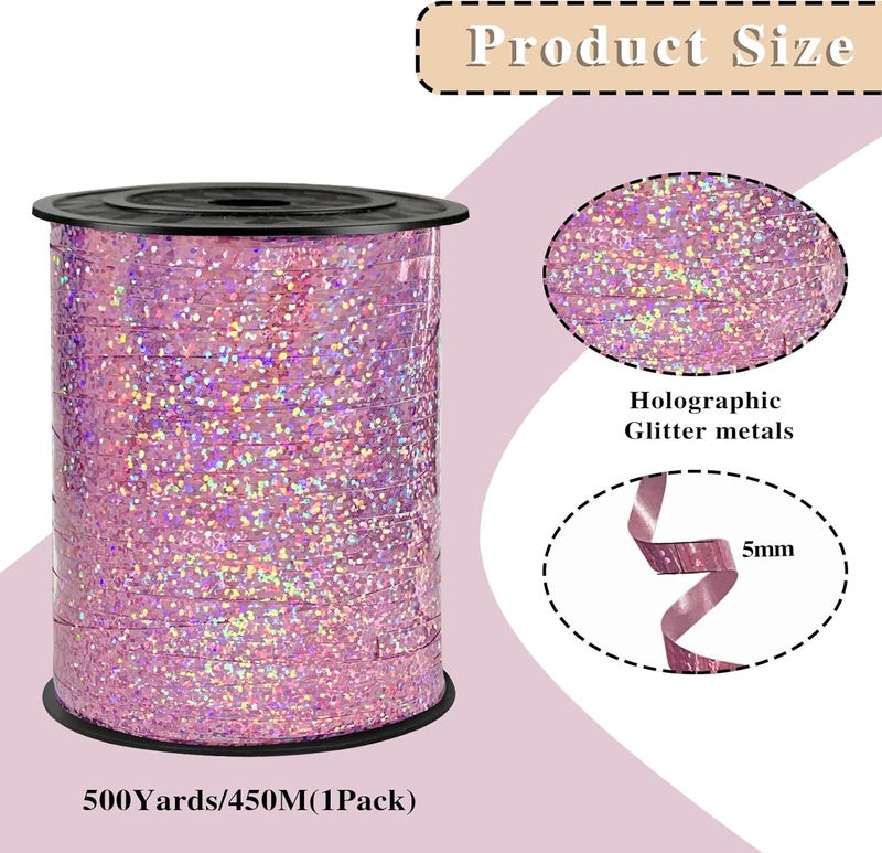 weizedm Pink Ribbon Metallic Balloon Curling Ribbon - Perfect for Parties, Weddings, and Crafts - Image 2